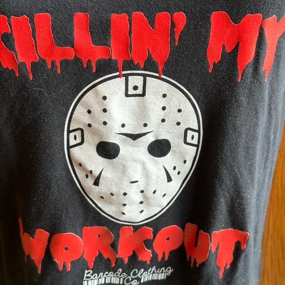 Killin’ My Workout Barcode Clothing Womens Racerback Tank Size XXL Friday 13th - Picture 3 of 6